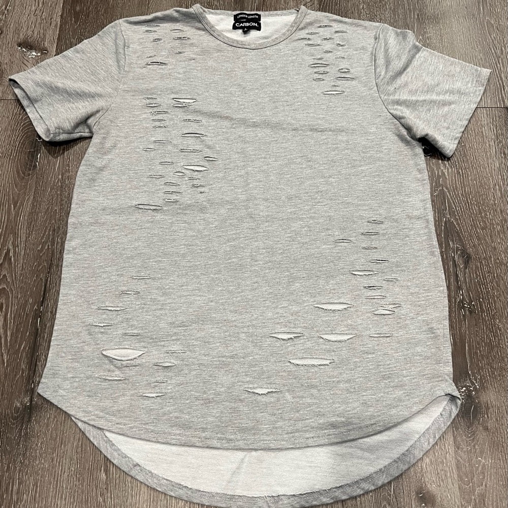 Carbon Gray Distressed Short Sleeve Tee